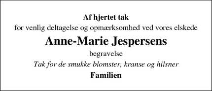 Taksigelsen for Anne-Marie Jespersen - Vindelev