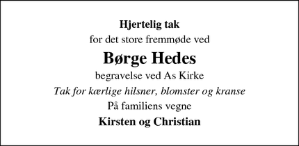 Taksigelsen for B&oslash;rge Hede - Silkeborg