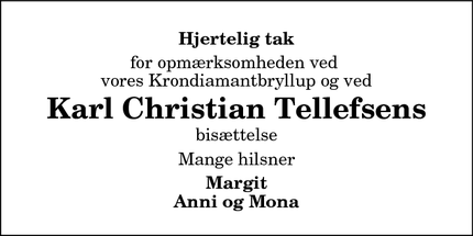Taksigelsen for Karl Christian Tellefsens  - Hjørring
