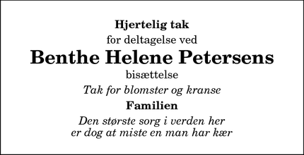 Taksigelsen for Benthe Helene Petersens - Hjørring