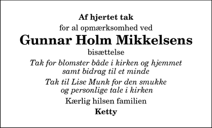 Taksigelsen for Gunnar Holm Mikkelsens - Hjørring