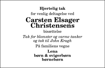 Taksigelsen for Carsten Elsager
Christensen - hjørring