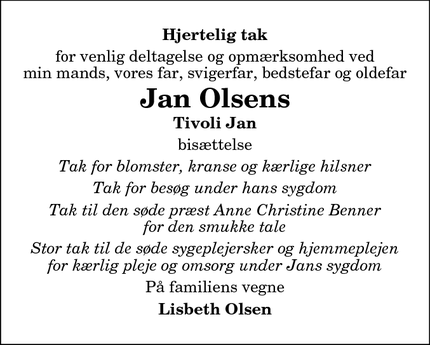 Taksigelsen for Jan Olsen - Løgstør