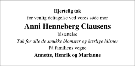 Taksigelsen for Anni Henneberg Clausen - Viborg