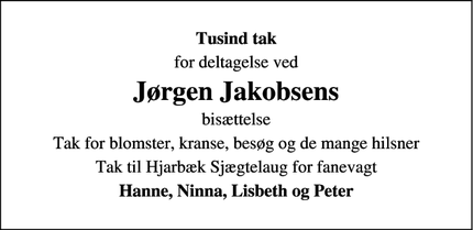 Taksigelsen for Jørgen Jakobsens  - Viborg