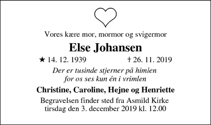 Dødsannoncen for Else Johansen - Viborg