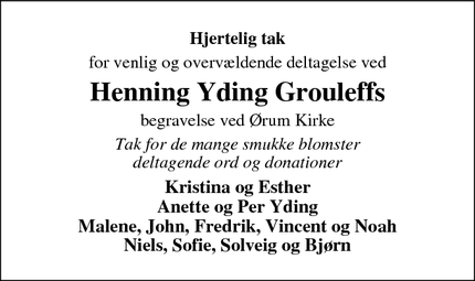 Taksigelsen for Henning Yding Grouleffs - Ørum