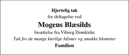 Taksigelsen for Mogens Blæsild - Viborg