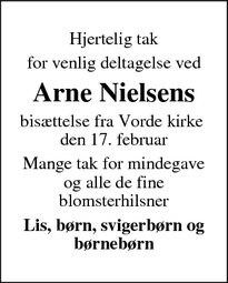 Taksigelsen for Arne Nielsens - Løgstrup
