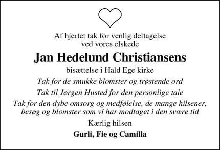 Taksigelsen for Jan Hedelund Christiansens - Viborg