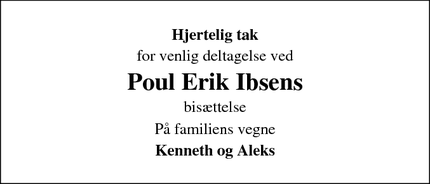 Taksigelsen for Poul Erik Ibsens - Viborg