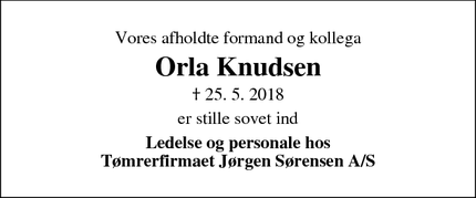 Dødsannoncen for Orla Knudsen - Viborg