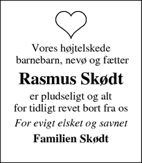 Dødsannoncen for Rasmus Skødt - Viborg