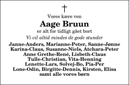 Dødsannoncen for Aage Bruun - thisted