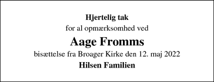 Taksigelsen for Aage Fromms - Broager