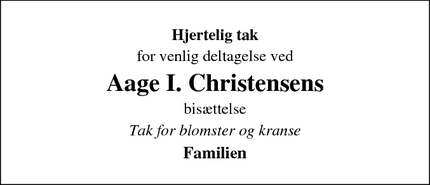 Taksigelsen for Aage I. Christensens - Vojens