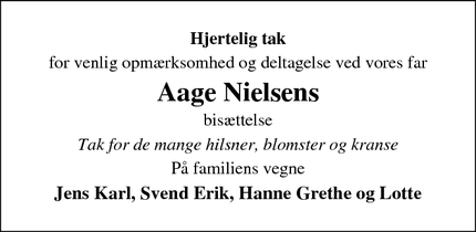 Taksigelsen for Aage Nielsens - Thorsø