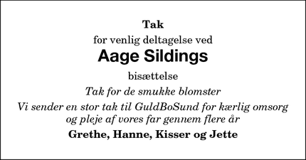 Taksigelsen for Aage Sildings - Nykøbing F