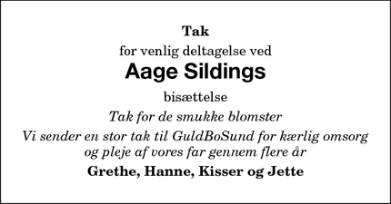 Taksigelsen for Aage Sildings - Nykøbing F