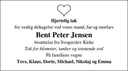 Taksigelsen for Bent Peter Jensen - Roskilde
