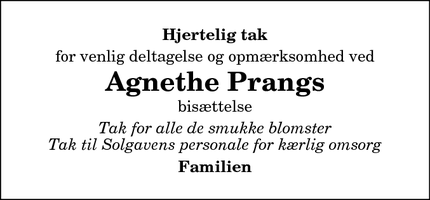Taksigelsen for Agnethe Prang - Hobro