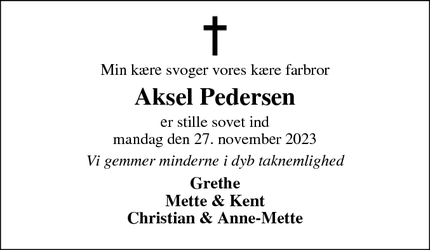 Dødsannoncen for Aksel Pedersen - Viborg