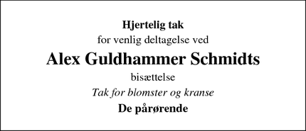 Taksigelsen for Alex Guldhammer Schmidts - Esbjerg