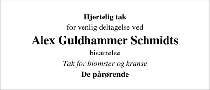 Taksigelsen for Alex Guldhammer Schmidts - Esbjerg