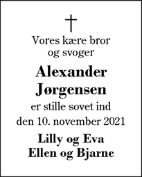 Dødsannoncen for Alexander
Jørgensen - Snejbjerg