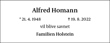 Dødsannoncen for Alfred Homann - Hellerup