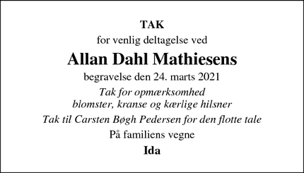 Taksigelsen for Allan Dahl Mathiesens - Vive