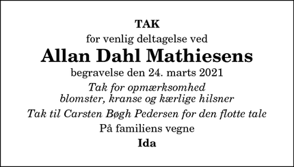 Taksigelsen for Allan Dahl Mathiesens - Vive