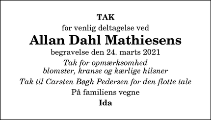 Taksigelsen for Allan Dahl Mathiesens - Vive