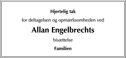 Taksigelsen for Allan Engelbrecht's bisættelse. - Humlebæk
