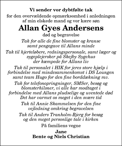 Taksigelsen for Allan Gyes Andersen - Hobro