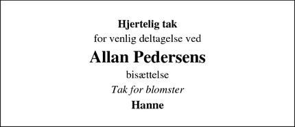Taksigelsen for Allan Pedersens - Hvidbjerg