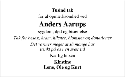 Taksigelsen for Anders Aarup - Kloster