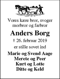 Dødsannoncen for Anders Borg - Skjold