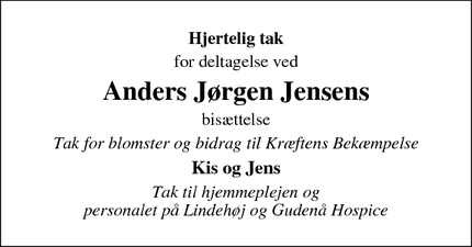 Taksigelsen for Anders Jørgen Jensens - Gedved