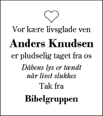 Dødsannoncen for Anders Knudsen - Gjellerup 7400 Herning