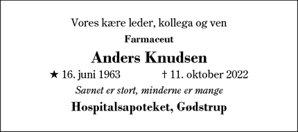 Dødsannoncen for Anders Knudsen - Herning
