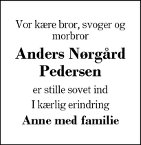 Dødsannoncen for Anders Nørgård Pedersen - Snejbjerg