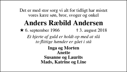 Dødsannoncen for Anders Ræbild Andersen - Nibe