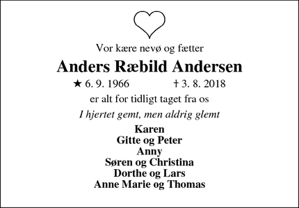 Dødsannoncen for Anders Ræbild Andersen - Nibe