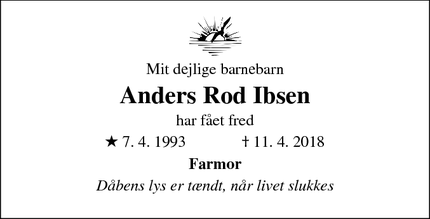 Dødsannoncen for Anders Rod Ibsen - Silkeborg