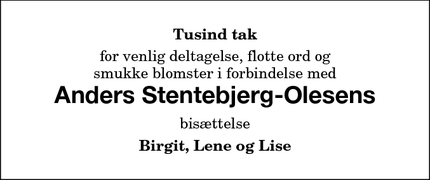 Taksigelsen for Anders Stentebjerg-Olesen - Sakskøbing