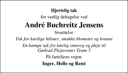Taksigelsen for André Buchreitz Jensens - Silkeborg