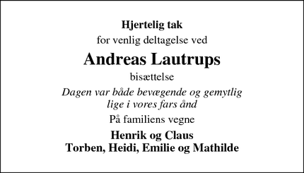 Taksigelsen for Andreas Lautrup - Haderslev