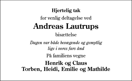 Taksigelsen for Andreas Lautrup - Haderslev