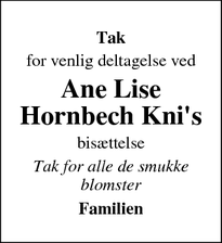 Taksigelsen for Ane Lise Hornbech Kni's - Odder